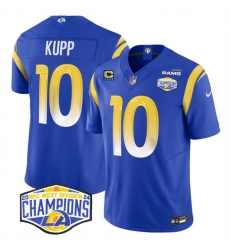 Men Los Angeles Rams 10 Cooper Kupp Blue 2024 NFC West Champions With 4 Star C Patch F U S E  Vapor Untouchable Stitched Football Jersey