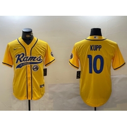 Men Los Angeles Rams 10 Cooper Kupp yellow Cool Base Stitched Baseball Jersey 2