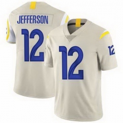 Men Los Angeles Rams #12 Van Jefferson Bone Stitched Football Limited Jersey Men Los Angeles Rams #12 Van Jefferson Bone Stitched Football Limited Jersey