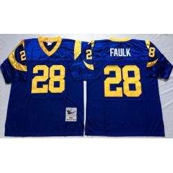 Men Los Angeles Rams 28 Marshall Faulk Blue M&N Throwback Jersey Men Los Angeles Rams 28 Marshall Faulk Blue M&N Throwback Jersey