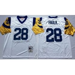 Men Los Angeles Rams 28 Marshall Faulk White M&N Throwback Jersey Men Los Angeles Rams 28 Marshall Faulk White M&N Throwback Jersey