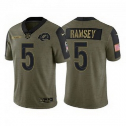 Men Los Angeles Rams 5 Jalen Los Angeles Ramsey Olive 2021 Salute To Service Limited Stitched Jersey Men Los Angeles Rams 5 Jalen Los Angeles Ramsey Olive 2021 Salute To Service Limited Stitched Jersey