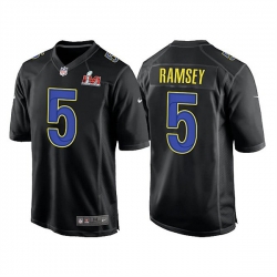 Men Los Angeles Rams 5 Jalen Ramsey 2022 Black Super Bowl LVI Game Stitched Jersey Men Los Angeles Rams 5 Jalen Ramsey 2022 Black Super Bowl LVI Game Stitched Jersey