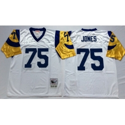 Men Los Angeles Rams 75 Deacon Jones White M&N Throwback Jersey Men Los Angeles Rams 75 Deacon Jones White M&N Throwback Jersey