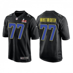 Men Los Angeles Rams 77 Andrew Whitworth 2022 Black Super Bowl LVI Game Stitched Jersey Men Los Angeles Rams 77 Andrew Whitworth 2022 Black Super Bowl LVI Game Stitched Jersey