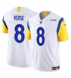 Men Los Angeles Rams 8 Jared Verse White 2024 Draft F U S E Vapor Untouchable Stitched Football Jersey