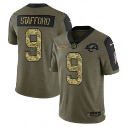 Men Los Angeles Rams 9 Matthew Stafford 2021 Salute To Service Olive Camo Limited Stitched Jersey Men Los Angeles Rams 9 Matthew Stafford 2021 Salute To Service Olive Camo Limited Stitched Jersey