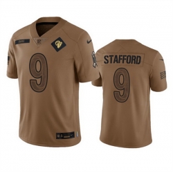 Men Los Angeles Rams 9 Matthew Stafford 2023 Brown Salute To Service Limited Stitched Football Jersey