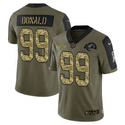 Men Los Angeles Rams 99 Aaron Donald 2021 Salute To Service Olive Camo Limited Stitched Jersey Men Los Angeles Rams 99 Aaron Donald 2021 Salute To Service Olive Camo Limited Stitched Jersey