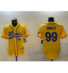 Men Los Angeles Rams 99 Aaron Donald yellow Cool Base Stitched Baseball Jersey 3