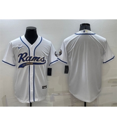 Men Los Angeles Rams Blank White With Patch Cool Base Stitched Baseb