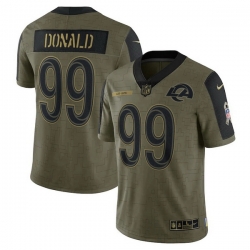 Men's Los Angeles Rams Aaron Donald Nike Olive 2021 Salute To Service Limited Player Jersey Men's Los Angeles Rams Aaron Donald Nike Olive 2021 Salute To Service Limited Player Jersey