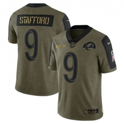 Men's Los Angeles Rams Matthew Stafford Nike Olive 2021 Salute To Service Limited Player Jersey Men's Los Angeles Rams Matthew Stafford Nike Olive 2021 Salute To Service Limited Player Jersey