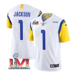 Nike Los Angeles Rams 1 Desean Jackson White 2022 Super Bowl LVI Vapor Limited Jersey Nike Los Angeles Rams 1 Desean Jackson White 2022 Super Bowl LVI Vapor Limited Jersey