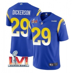 Nike Los Angeles Rams 29 Eric Dickerson Royal 2022 Super Bowl LVI Vapor Limited Jersey Nike Los Angeles Rams 29 Eric Dickerson Royal 2022 Super Bowl LVI Vapor Limited Jersey