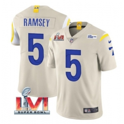 Nike Los Angeles Rams 5 Jalen Ramsey Bone 2022 Super Bowl LVI Vapor Limited Jersey Nike Los Angeles Rams 5 Jalen Ramsey Bone 2022 Super Bowl LVI Vapor Limited Jersey
