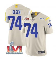 Nike Los Angeles Rams 74 Merlin Olsen Bone 2022 Super Bowl LVI Vapor Limited Jersey