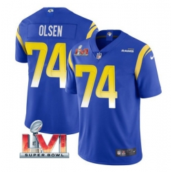 Nike Los Angeles Rams 74 Merlin Olsen Royal 2022 Super Bowl LVI Vapor Limited Jersey Nike Los Angeles Rams 74 Merlin Olsen Royal 2022 Super Bowl LVI Vapor Limited Jersey