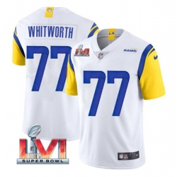 Nike Los Angeles Rams 77 Andrew Whitworth White 2022 Super Bowl LVI Vapor Limited Jersey Nike Los Angeles Rams 77 Andrew Whitworth White 2022 Super Bowl LVI Vapor Limited Jersey