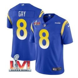 Nike Los Angeles Rams 8 Matt Gay Royal 2022 Super Bowl LVI Vapor Limited Jersey Nike Los Angeles Rams 8 Matt Gay Royal 2022 Super Bowl LVI Vapor Limited Jersey