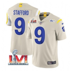 Nike Los Angeles Rams 9 Matthew Stafford Bone 2022 Super Bowl LVI Vapor Limited Jersey Nike Los Angeles Rams 9 Matthew Stafford Bone 2022 Super Bowl LVI Vapor Limited Jersey