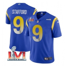 Nike Los Angeles Rams 9 Matthew Stafford Royal 2022 Super Bowl LVI Vapor Limited Jersey Nike Los Angeles Rams 9 Matthew Stafford Royal 2022 Super Bowl LVI Vapor Limited Jersey