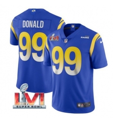 Nike Los Angeles Rams 99 Aaron Donald Royal 2022 Super Bowl LVI Vapor Limited Jersey