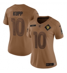 Women Los Angeles Rams 10 Cooper Kupp 2023 Brown Salute To Service Limited Stitched Jersey  Run Small