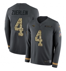 Nike Rams #4 Greg Zuerlein Anthracite Salute to Service Youth Long Sleeve Jersey