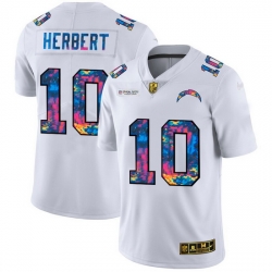 Los Angeles Chargers 10 Justin Herbert Men White Nike Multi Color 2020 NFL Crucial Catch Limited NFL Jersey