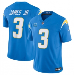 Men Los Angeles Chargers 3 Derwin James Jr  Light Blue 2023 F U S E  With 3 Star C Patch Vapor Untouchable Limited Stitched Jersey