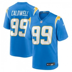 Men Los Angeles Chargers 99 Jamaree Caldwell Blue 2025 Stitched Game Jersey