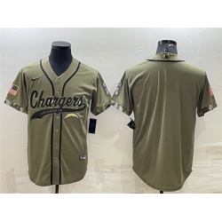 Men Los Angeles Chargers Blank Olive Salute To Service Cool Base Stitched Baseball Jersey