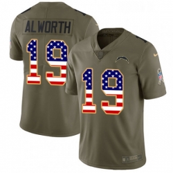 Men Nike Los Angeles Chargers 19 Lance Alworth Limited OliveUSA Flag 2017 Salute to Service NFL Jersey