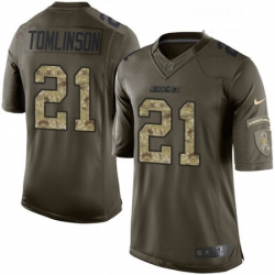 Men Nike Los Angeles Chargers 21 LaDainian Tomlinson Limited Green Salute to Service NFL Jersey