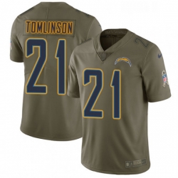 Men Nike Los Angeles Chargers 21 LaDainian Tomlinson Limited Olive 2017 Salute to Service NFL Jersey