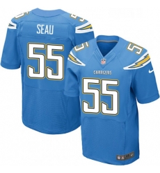 Men Nike Los Angeles Chargers 55 Junior Seau Elite Electric Blue Alternate NFL Jersey