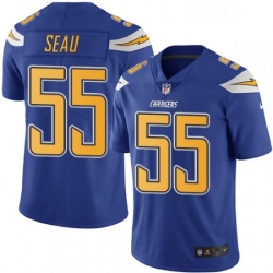 Men Nike Los Angeles Chargers 55 Junior Seau Limited Electric Blue Rush Vapor Untouchable NFL Jersey