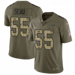 Men Nike Los Angeles Chargers 55 Junior Seau Limited OliveCamo 2017 Salute to Service NFL Jersey