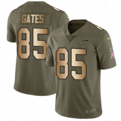 Men Nike Los Angeles Chargers 85 Antonio Gates Limited OliveGold 2017 Salute to Service NFL Jersey