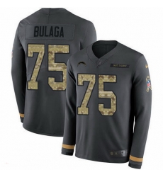 Nike Chargers 75 Bryan Bulaga Anthracite Salute to Service Men Stitched NFL Limited Therma Long Sleeve Jersey