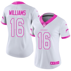 Nike Chargers #16 Tyrell Williams White Pink Womens Stitched NFL Limited Rush Fashion Jersey Nike Chargers #16 Tyrell Williams White Pink Womens Stitched NFL Limited Rush Fashion Jersey
