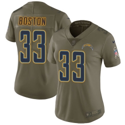 Nike Chargers #33 Tre Boston Olive Womens Stitched NFL Limited 2017 Salute to Service Jersey Nike Chargers #33 Tre Boston Olive Womens Stitched NFL Limited 2017 Salute to Service Jersey