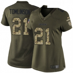 Womens Nike Los Angeles Chargers 21 LaDainian Tomlinson Elite Green Salute to Service NFL Jersey Womens Nike Los Angeles Chargers 21 LaDainian Tomlinson Elite Green Salute to Service NFL Jersey