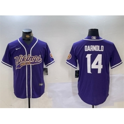 Men Minnesota Vikings 14 Sam Darnold Purple Cool Base Stitched Baseball Jersey