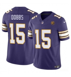 Men Minnesota Vikings 15 Josh Dobbs Purple 2023 F U S E  Throwback With John Madden Patch Vapor Limited Stitched Football Jersey