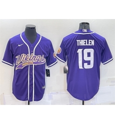 Men Minnesota Vikings 19 Adam Thielen Purple With Patch Cool Base Stitched Baseb