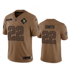 Men Minnesota Vikings 22 Harrison Smith 2023 Brown Salute To Service Limited Stitched Jersey