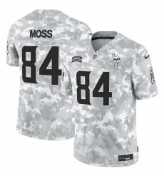 Men Minnesota Vikings 84 Randy Moss 2024 F U S E Arctic Camo Salute To Service Limited Stitched Football Jersey