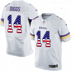 Mens Nike Minnesota Vikings 14 Stefon Diggs Elite White Road USA Flag Fashion NFL Jersey Mens Nike Minnesota Vikings 14 Stefon Diggs Elite White Road USA Flag Fashion NFL Jersey